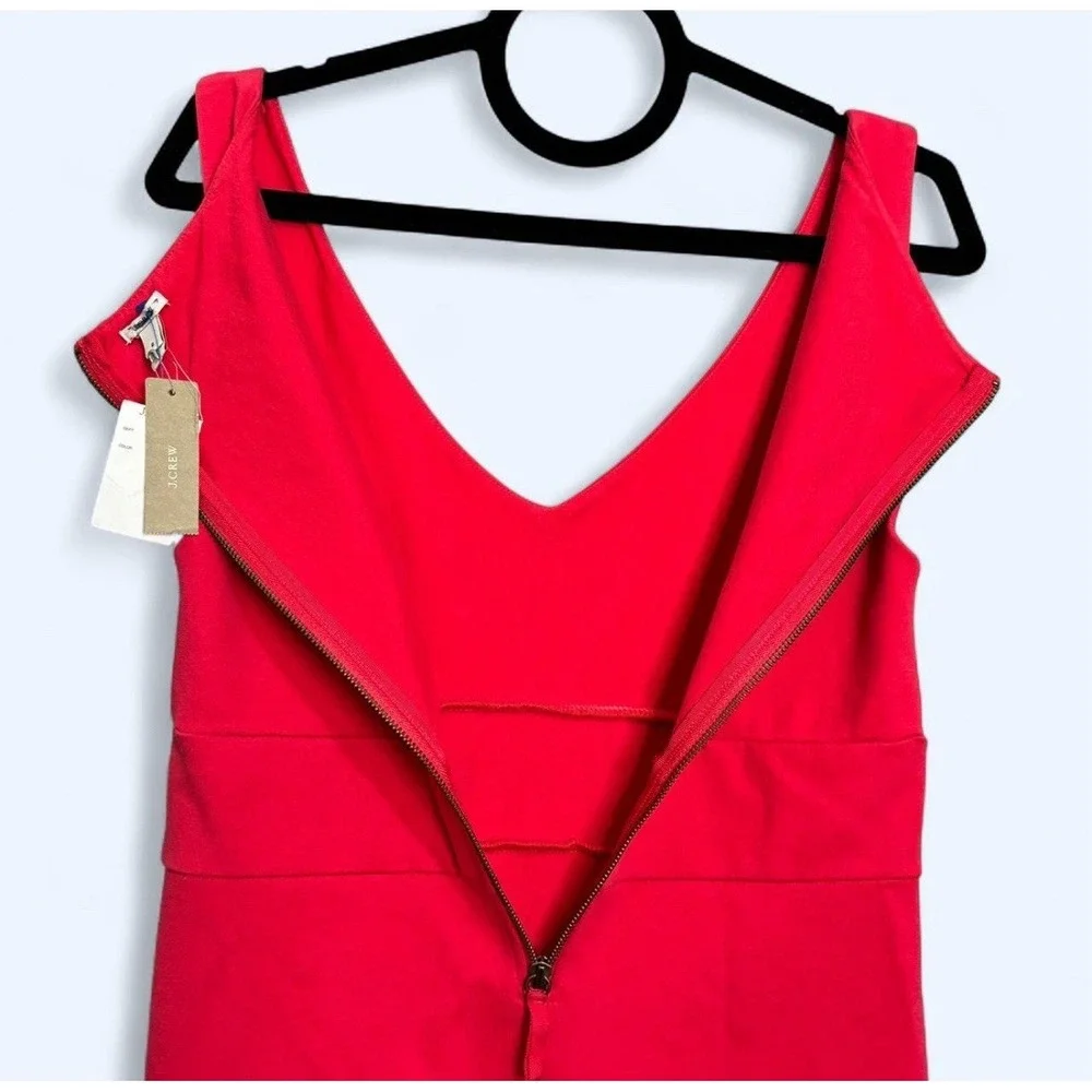 J. Crew Pink Fit & Flare A-Line‎ V-Neck Sleeveless Dress Sz 6 Midi Office Barbie